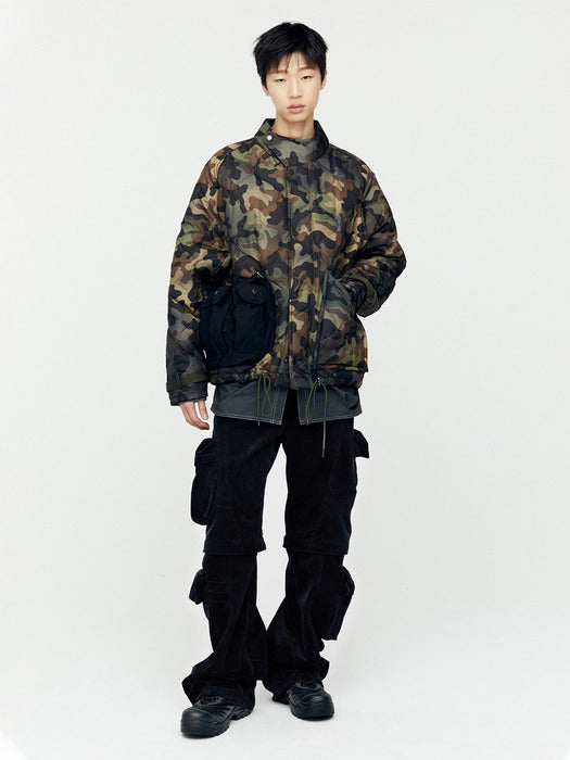 [andersson bell] NEW MULTI-POCKET CAMOUFLAGE QUILTED JUMPER awa693m(SAND)