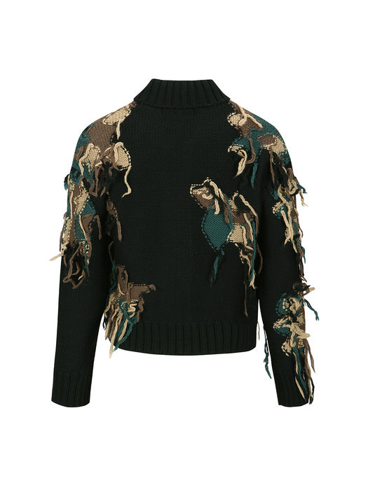 [andersson bell] NEW CAMOUFLAGE ZIP-UP CARDIGAN atb1153m(BLACK)