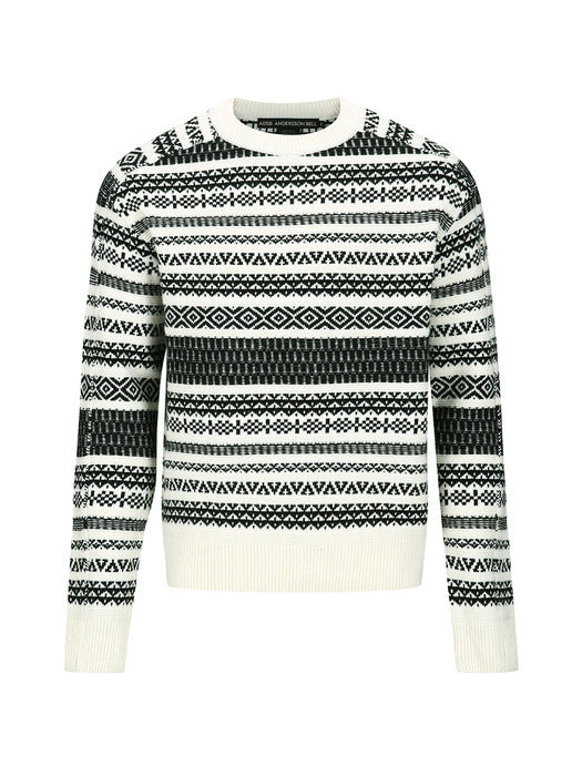 [andersson bell] NORDIC CREW-NECK SWEATER atb1162m(ECRU)