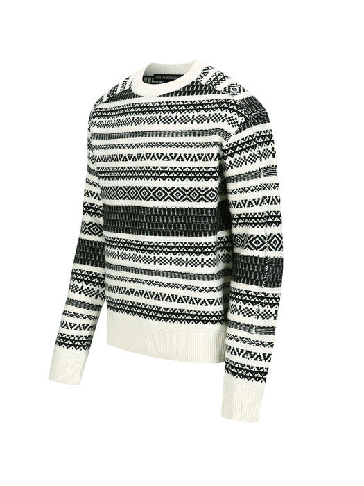 [andersson bell] NORDIC CREW-NECK SWEATER atb1162m(ECRU)