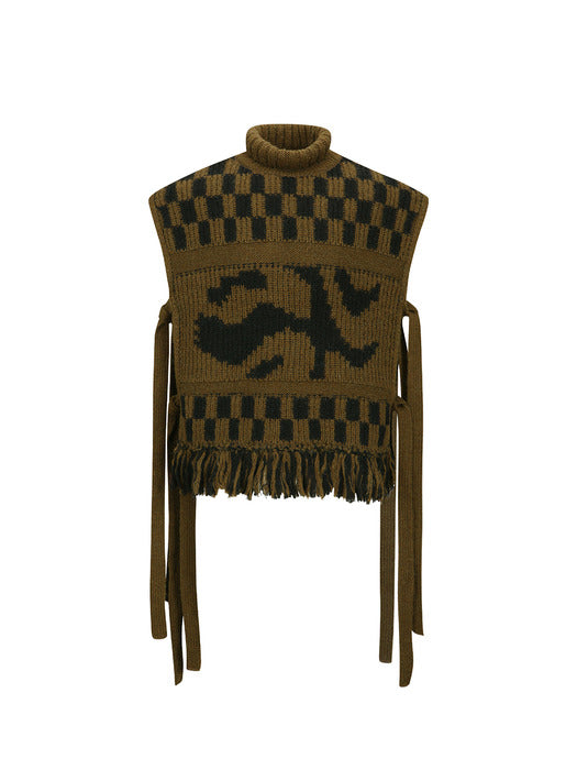 [andersson bell] WAVE SLIT VEST atb1166m(BROWN/BLACK)