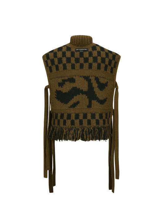 [andersson bell] WAVE SLIT VEST atb1166m(BROWN/BLACK)