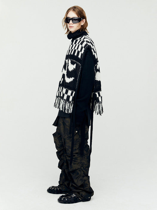 [andersson bell] WAVE SLIT VEST atb1167m(BLACK/WHITE)