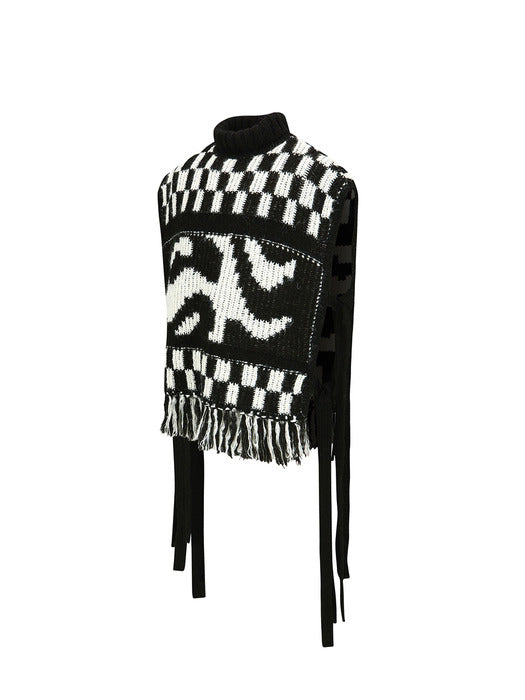 [andersson bell] WAVE SLIT VEST atb1167m(BLACK/WHITE)