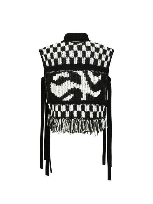 [andersson bell] WAVE SLIT VEST atb1167m(BLACK/WHITE)