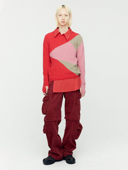[andersson bell] MILANO CORDUROY CARGO PANTS apa751m(RED)