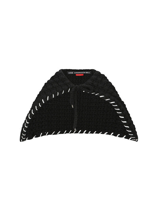 CHUNKY WOOL-BLEND HAND KNITTED SCARF aaa428u(BLACK)