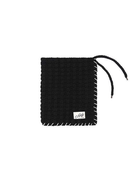CHUNKY WOOL-BLEND HAND KNITTED SCARF aaa428u(BLACK)