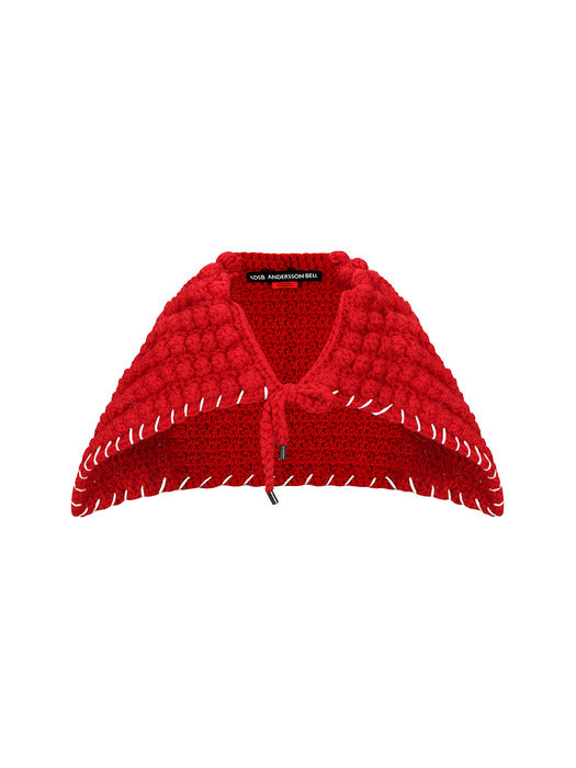 CHUNKY WOOL-BLEND HAND KNITTED SCARF aaa428u(RED)