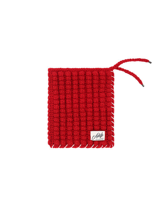 CHUNKY WOOL-BLEND HAND KNITTED SCARF aaa428u(RED)