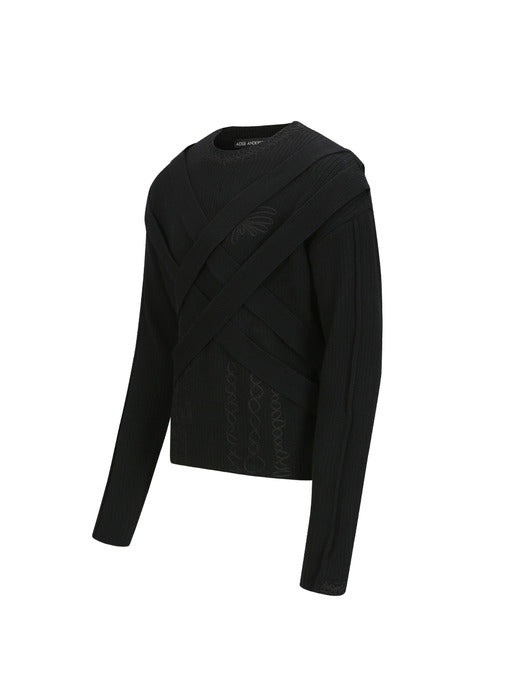 [andersson bell] HARNESS CREW-NECK SWEATER atb1152m(BLACK)