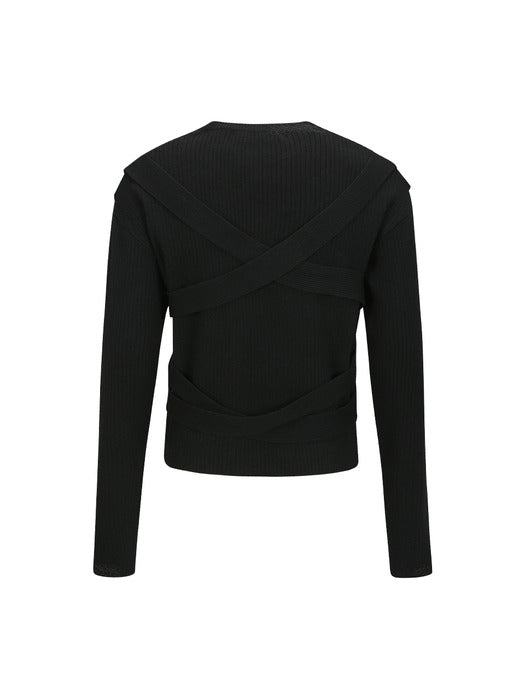 [andersson bell] HARNESS CREW-NECK SWEATER atb1152m(BLACK)