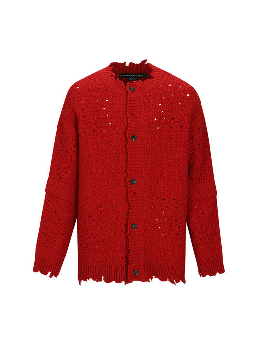 [andersson bell] ROGHEN WOOL LONG CARDIGAN atb1156m(SCARLET)