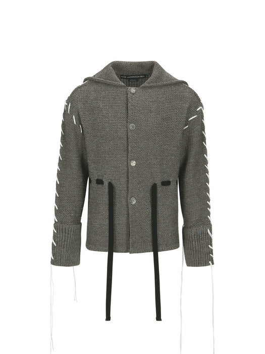 [andersson bell] CHARLIE BIG COLLAR CHUNKY CARDIGAN atb1168m(GREY)