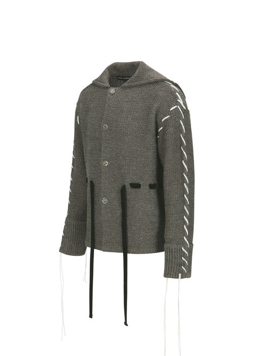 [andersson bell] CHARLIE BIG COLLAR CHUNKY CARDIGAN atb1168m(GREY)