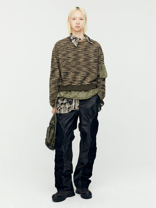 [andersson bell] LAYERED FLEECE SWEATER atb1171m(KHAKI)