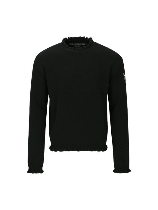 [andersson bell] FLOWER RIB CREW-NECK SWEATER atb1173m(BLACK)
