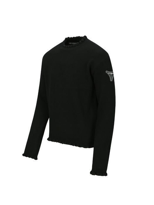 [andersson bell] FLOWER RIB CREW-NECK SWEATER atb1173m(BLACK)