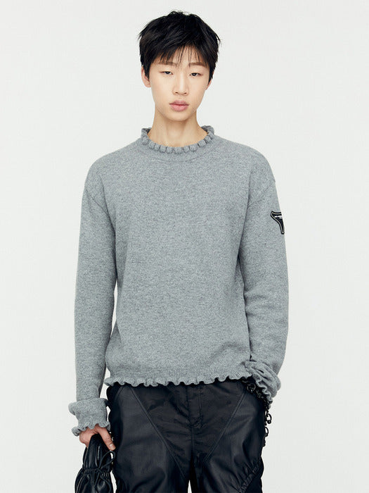 [andersson bell] FLOWER RIB CREW-NECK SWEATER atb1173m(GREY)