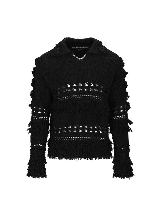 [andersson bell] LOCHES FLOWER POLO SWEATER atb1207m(BLACK)