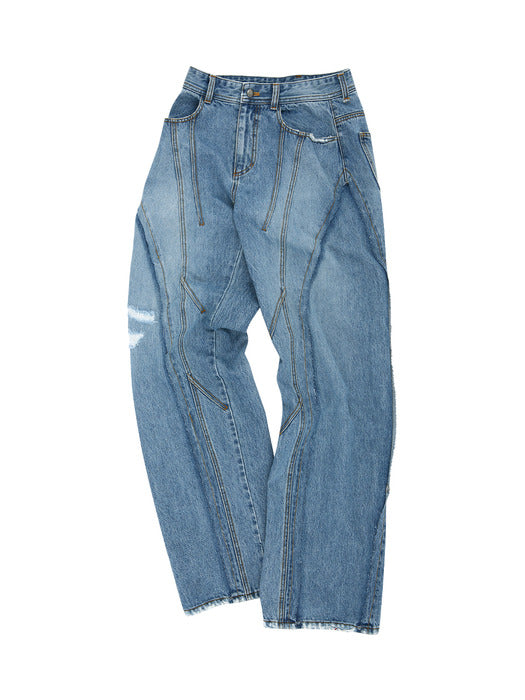 [andersson bell] PANEL CARPENTER WIDE-LEG JEANS apa743m(WASHED BLUE)