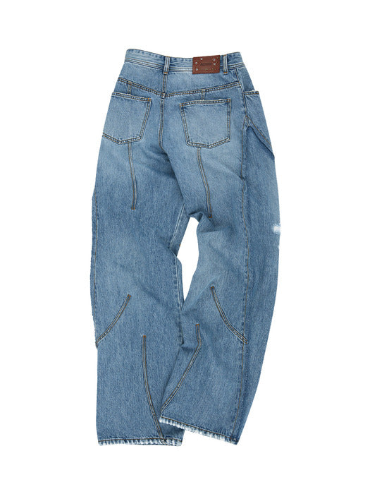 [andersson bell] PANEL CARPENTER WIDE-LEG JEANS apa743m(WASHED BLUE)
