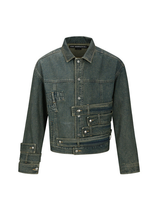[andersson bell] WAISTBANDS DENIM JACKET awa636m(ARMY GREEN)
