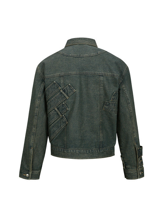 [andersson bell] WAISTBANDS DENIM JACKET awa636m(ARMY GREEN)