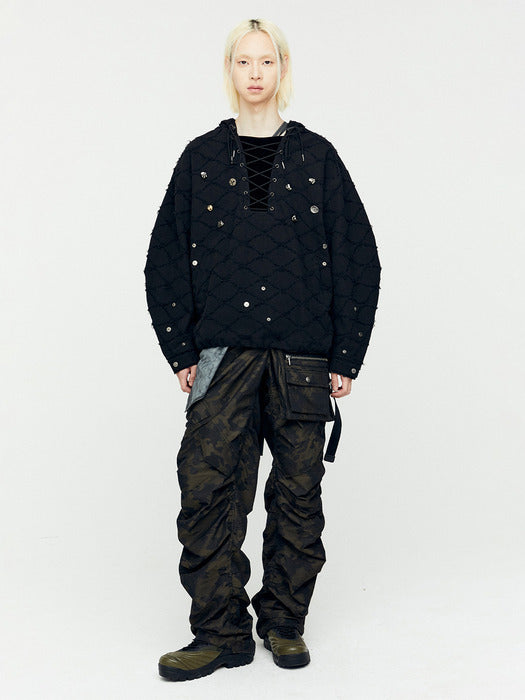 [andersson bell] LACE-UP ANORAK HOODIE atb1141m(BLACK)