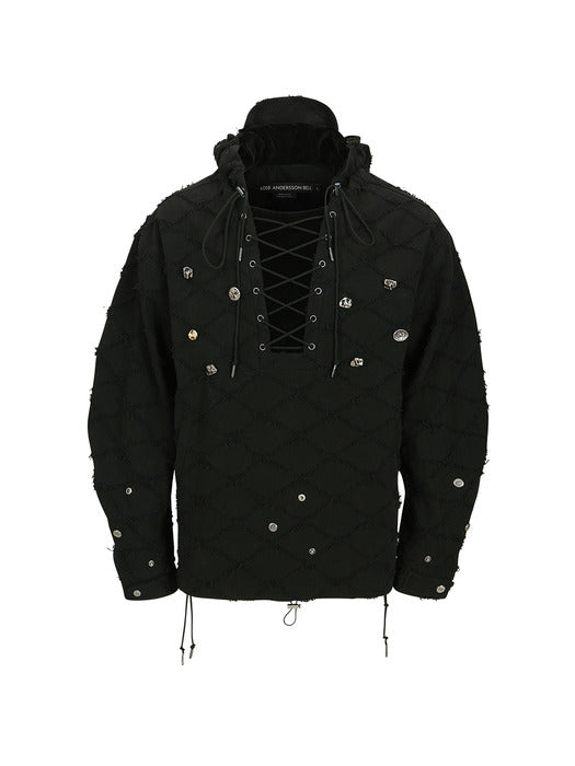 [andersson bell] LACE-UP ANORAK HOODIE atb1141m(BLACK)
