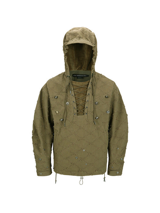 [andersson bell] LACE-UP ANORAK HOODIE atb1141m(KHAKI)