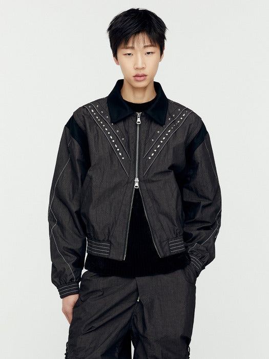 [andersson bell] DUA METAL BLOUSON JACKET awa621m(CHARCOAL)