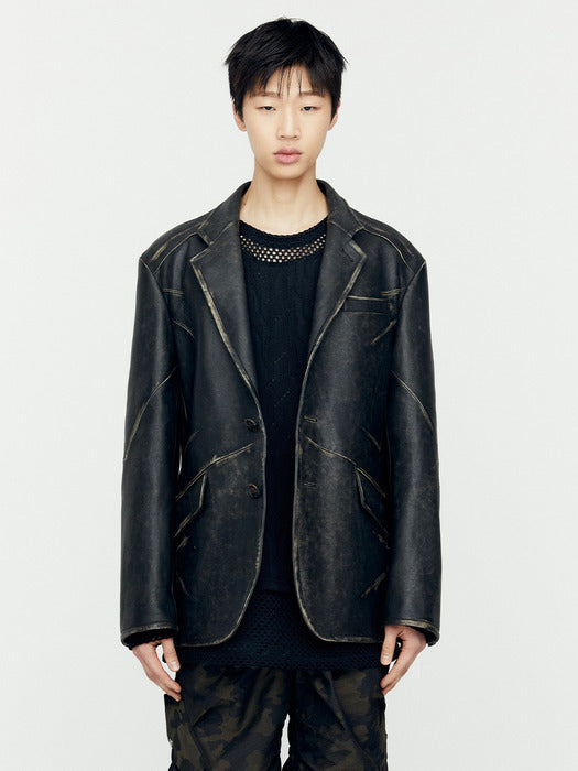 [andersson bell] HYDE LEATHER JACKET awa633m(BLACK)