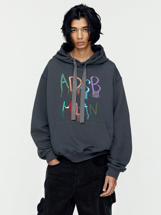 [andersson bell] (ESSENTIAL) UNISEX ADSB MILAN EMBROIDERY HOODIE atb1148u(CHARCOAL)