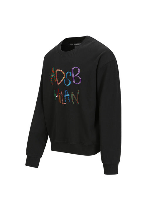 [andersson bell] (ESSENTIAL) UNISEX ADSB MILAN EMBROIDERY SWEATSHIRTS atb1149u(BLACK)