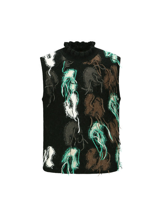 [andersson bell] RAINBOW INTARSIA SLEEVELESS atb1155m(BLACK)