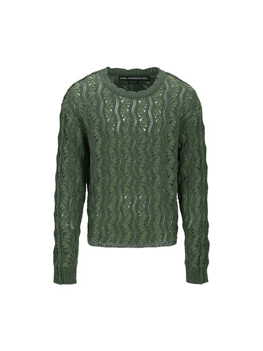 [andersson bell] TWO TONE WAVE CREW-NECK SWEATER atb1160m(KHAKI)