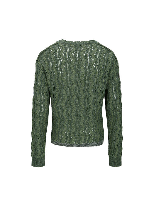 [andersson bell] TWO TONE WAVE CREW-NECK SWEATER atb1160m(KHAKI)