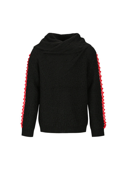 ARELIN SHAWL LAYERED SWEATER atb1161m(BLACK)