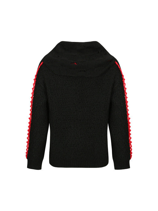 ARELIN SHAWL LAYERED SWEATER atb1161m(BLACK)