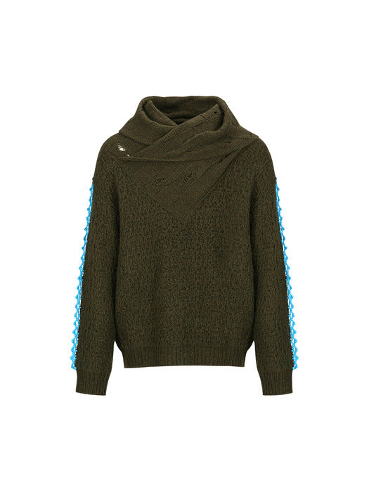 ARELIN SHAWL LAYERED SWEATER atb1161m(KHAKI)