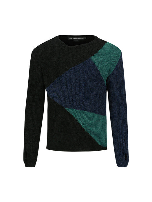 [andersson bell] FITE CREW-NECK SWEATER atb1164m(BLACK/BLUE)
