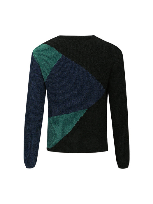 [andersson bell] FITE CREW-NECK SWEATER atb1164m(BLACK/BLUE)