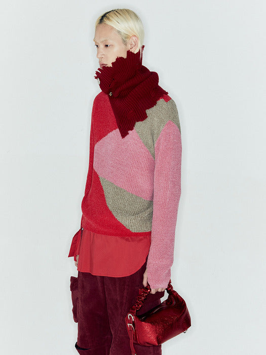 [andersson bell] FITE CREW-NECK SWEATER atb1164m(RED/PINK)