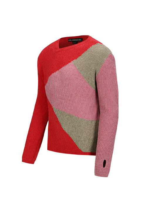 [andersson bell] FITE CREW-NECK SWEATER atb1164m(RED/PINK)