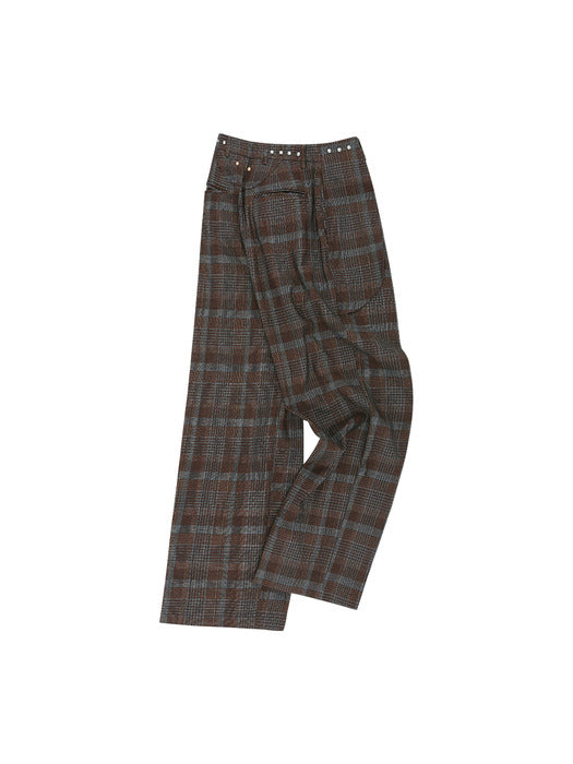 [andersson bell] SOE CHECK WRAP TROUSERS apa753m(BROWN)