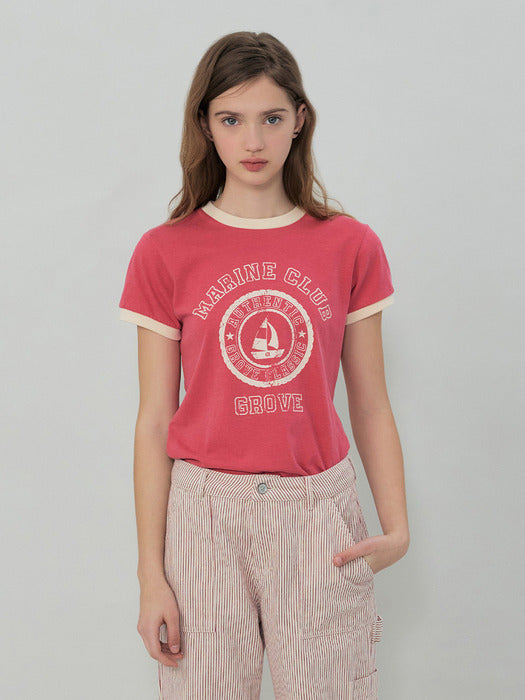 Grove 25Ss Grove Marine Ringer T-Shirt (Pink)