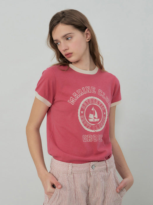 Grove 25Ss Grove Marine Ringer T-Shirt (Pink)