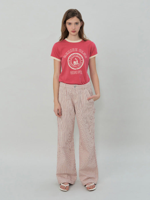 Grove 25Ss Grove Marine Ringer T-Shirt (Pink)