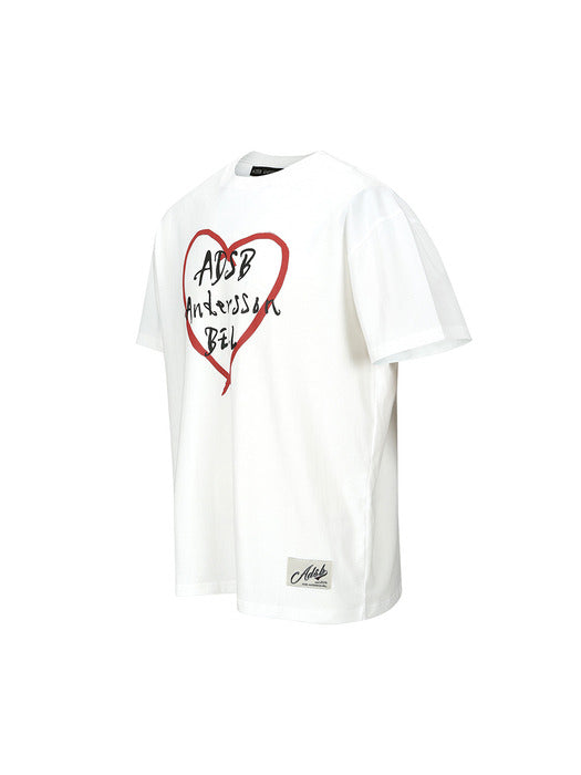 [andersson bell] UNISEX HEART KELLY LOGO T-SHIRTS atb1290u(WHITE)